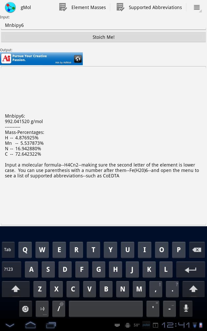 gMol--Molar Mass Tool