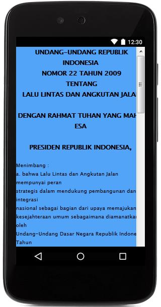 UU Lalu Lintas No. 22 Th 2009