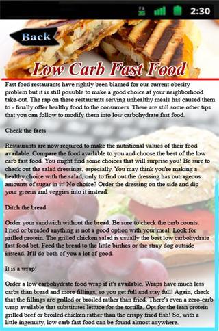 Low Carb Fast Food