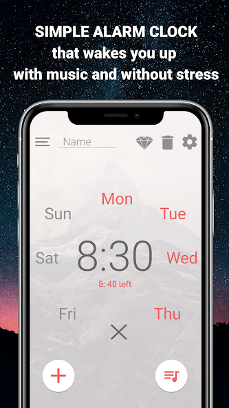 Gentle alarm clock with music