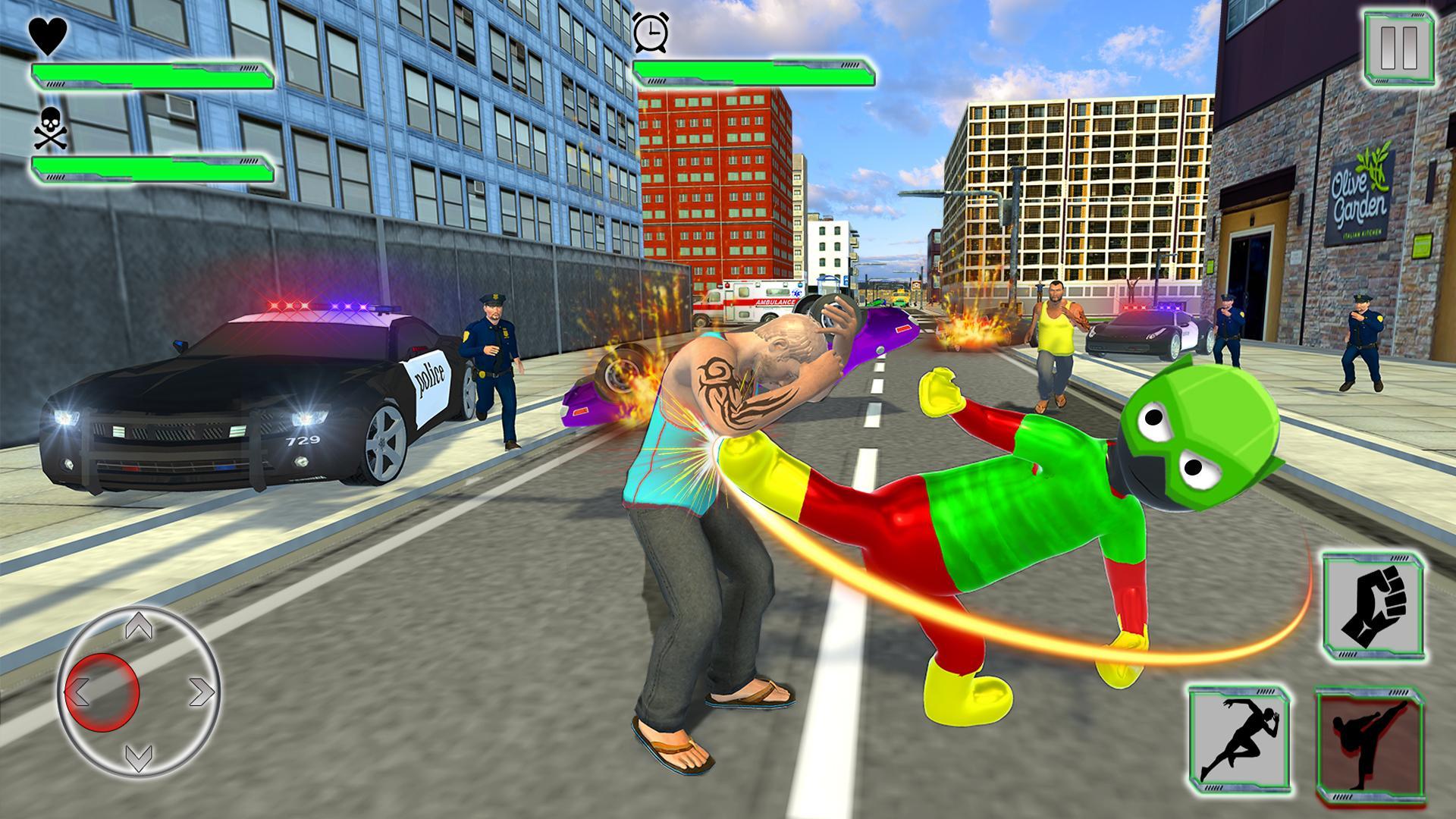 Flying Stickman Hero Games Crime Gangster Chase