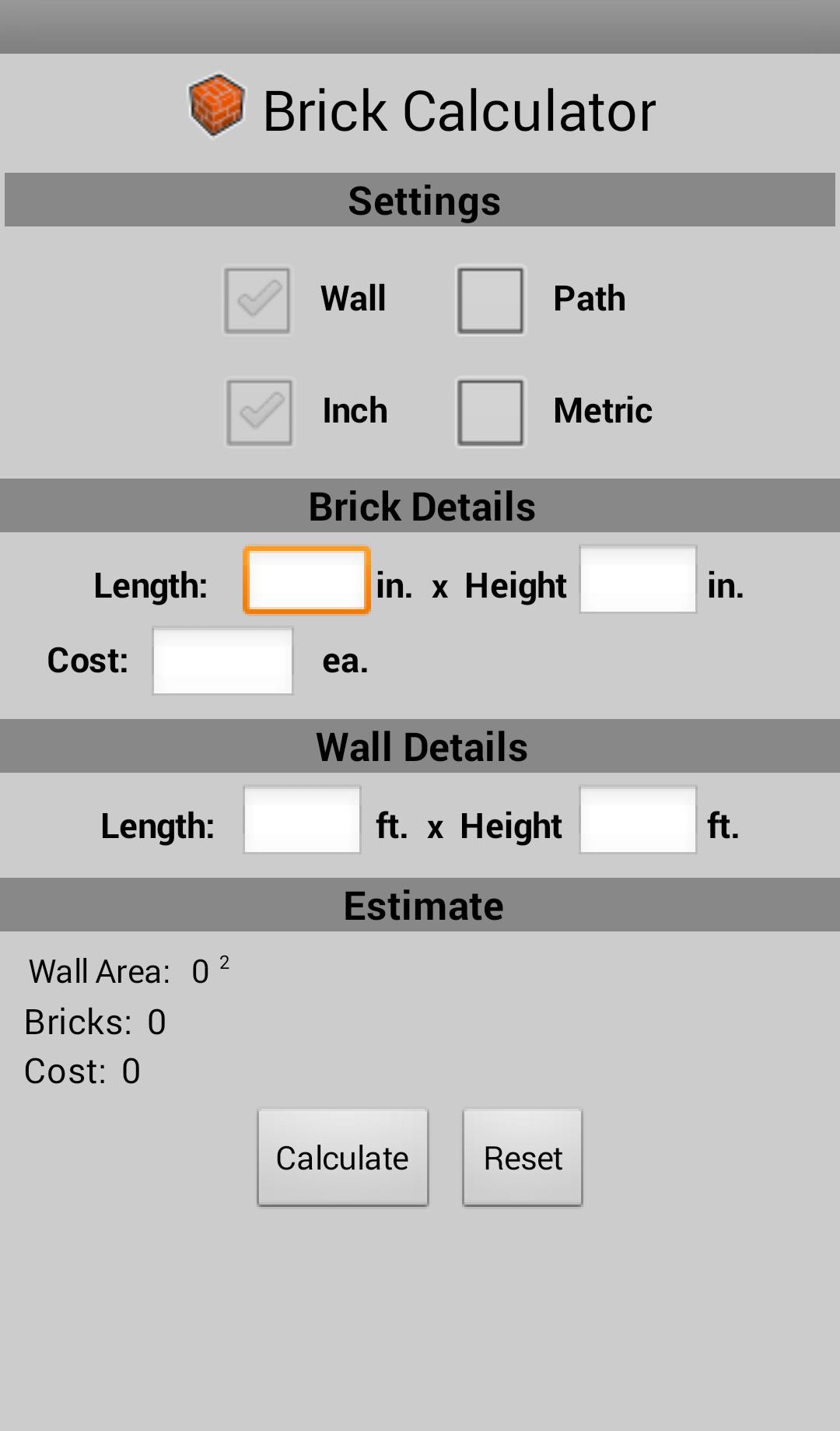 Brick Calculator