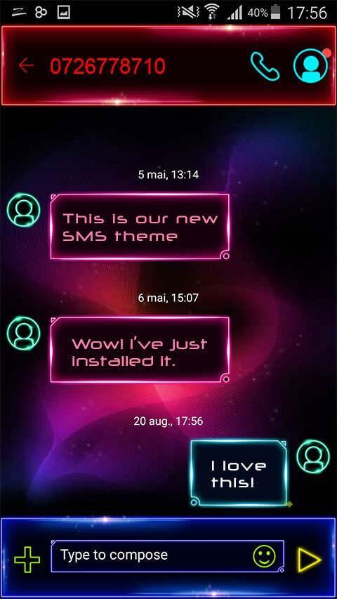 Neon Colors SMS Theme