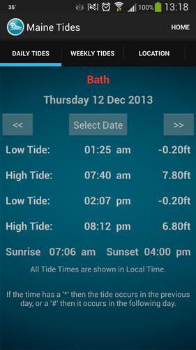 Maine Tide Times