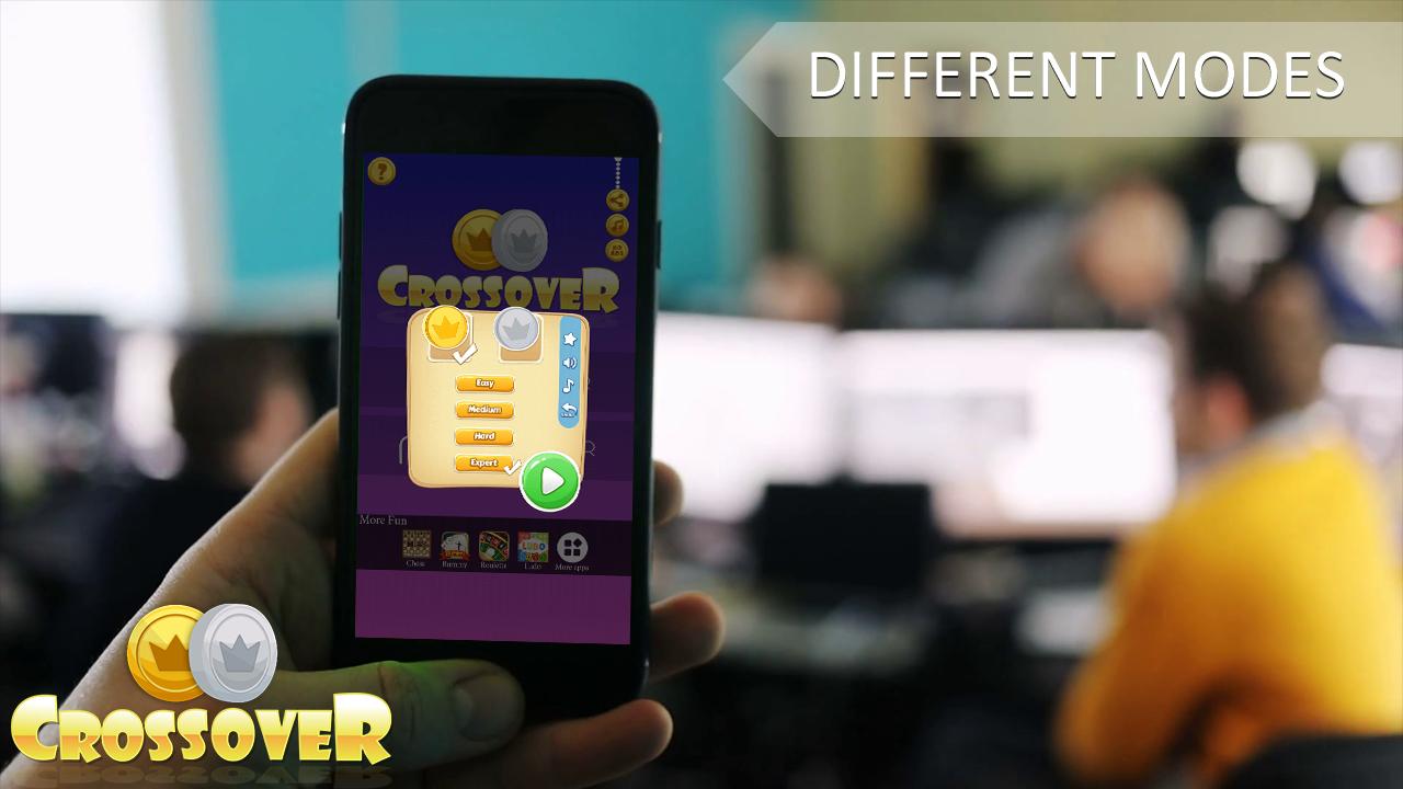 Crossover game - checkers board game