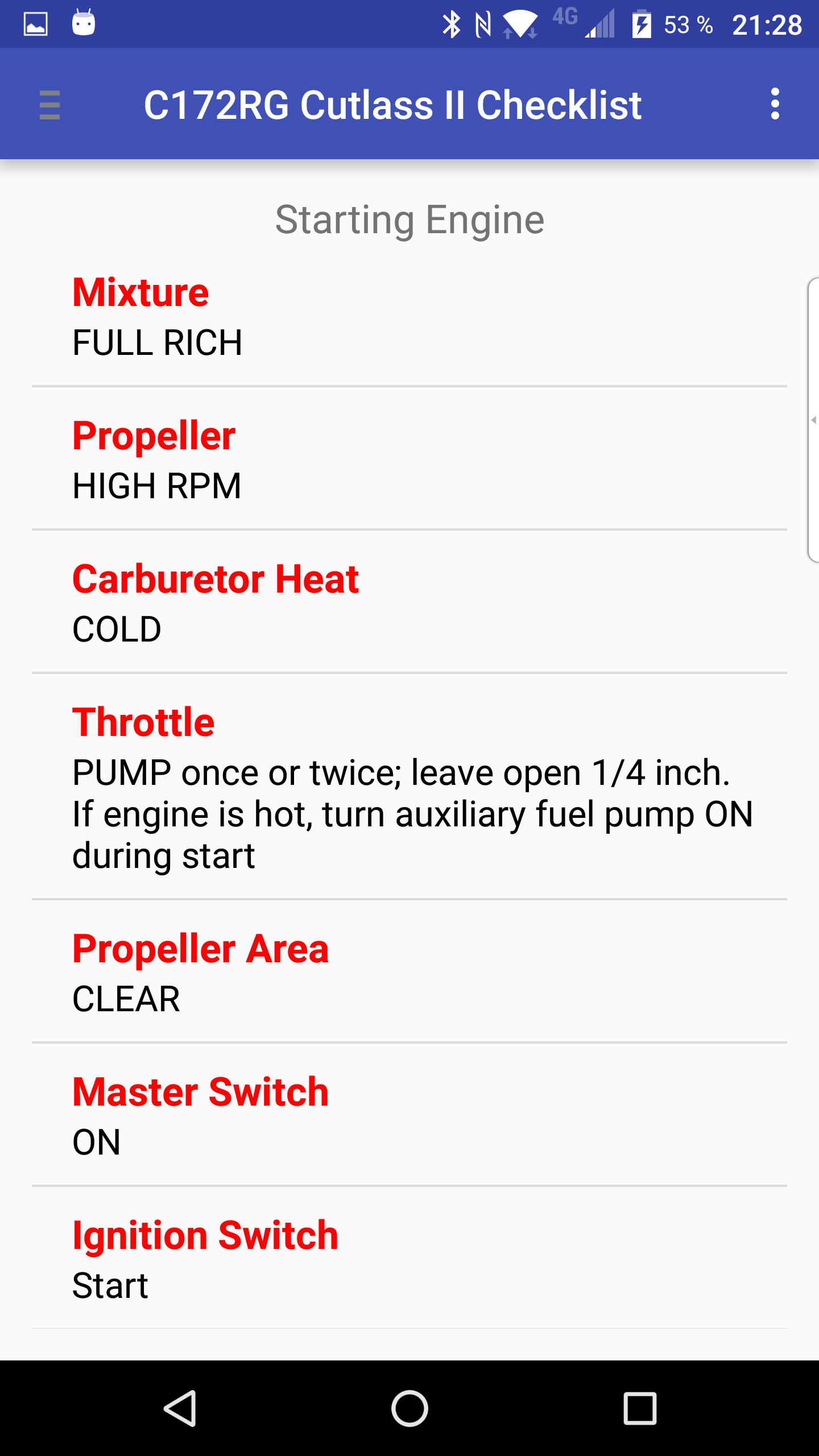 C172RG Cutlass II checklist Alabeo