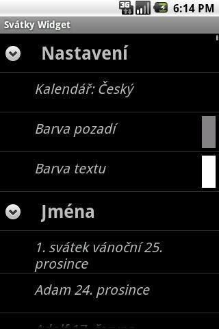 Czech-Slovak Namedays Widget