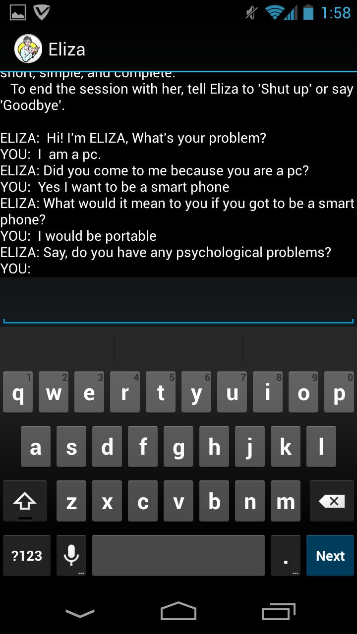 Eliza (BASIC version)