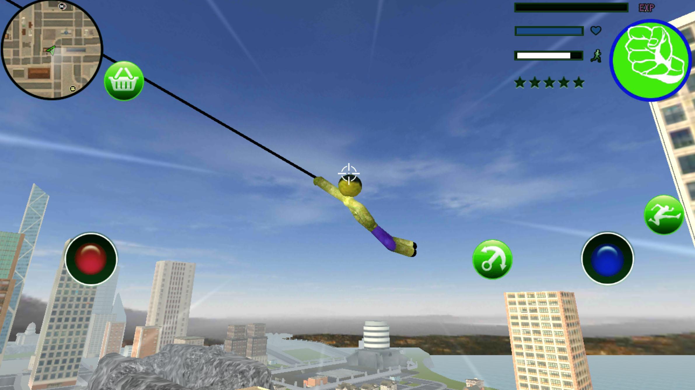 Green Monster Stickman Rope Hero Gangstar Crime