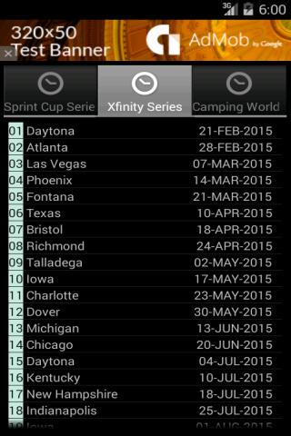 Unofficial Nascar Schedule