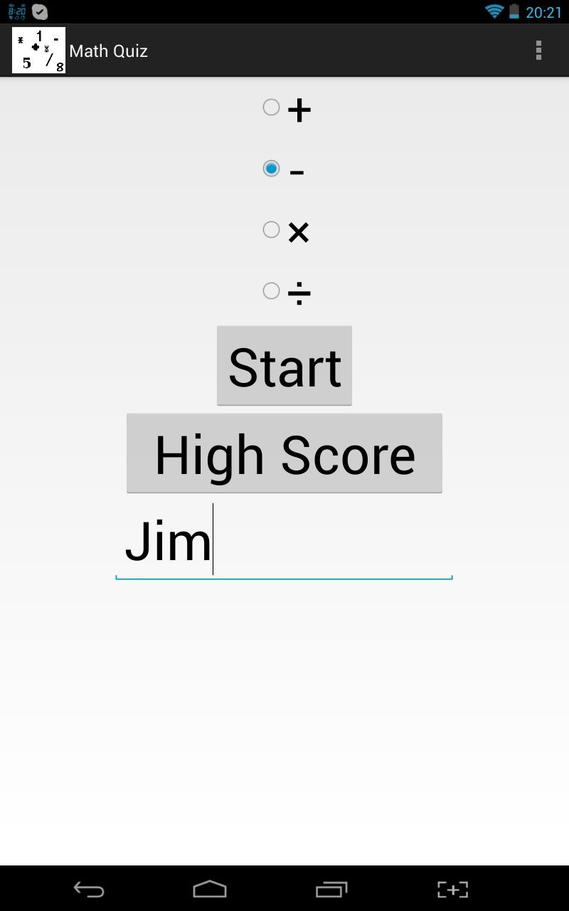 Math Quiz for Tablets
