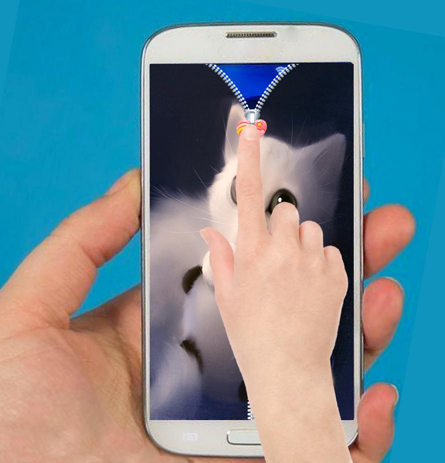 Kitty Zipper Screen Lock