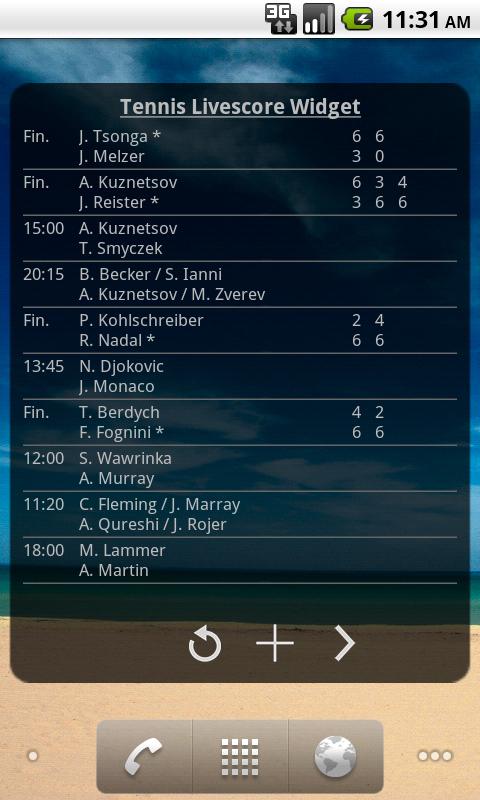 Tennis Livescore Widget