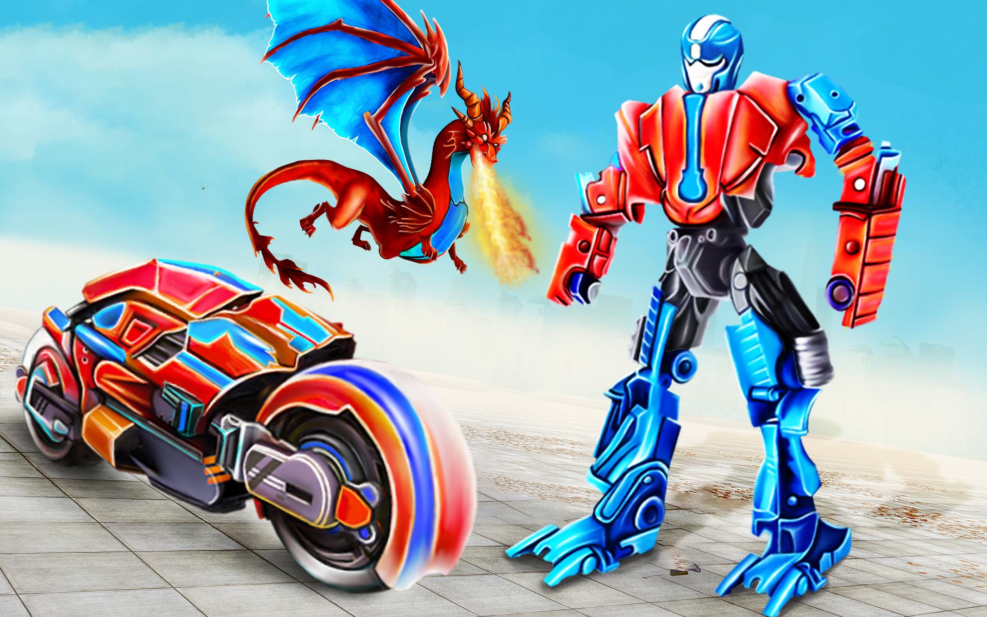 Flying Dragon Robot Bike Games