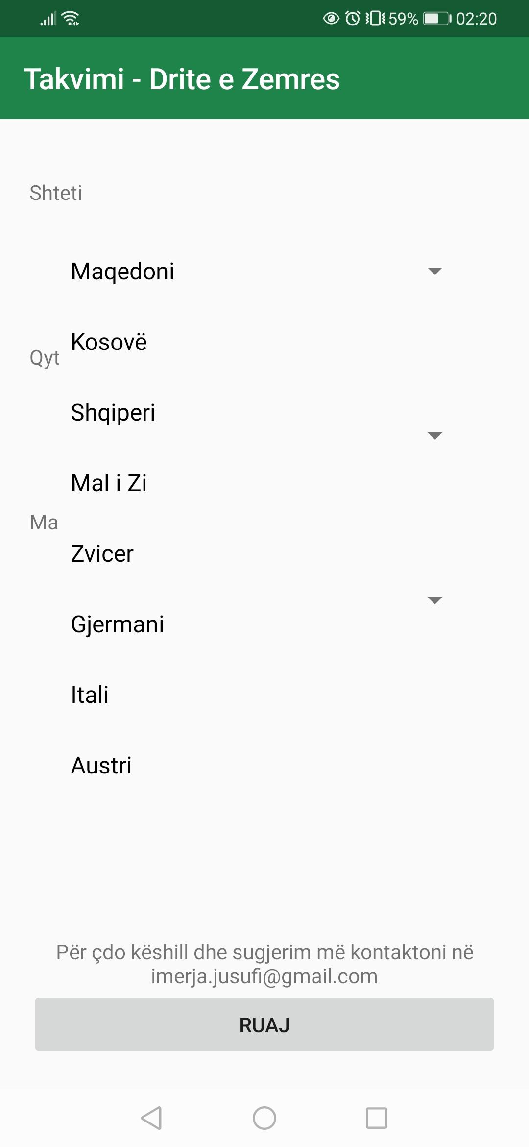 Takvimi - Drite e Zemres