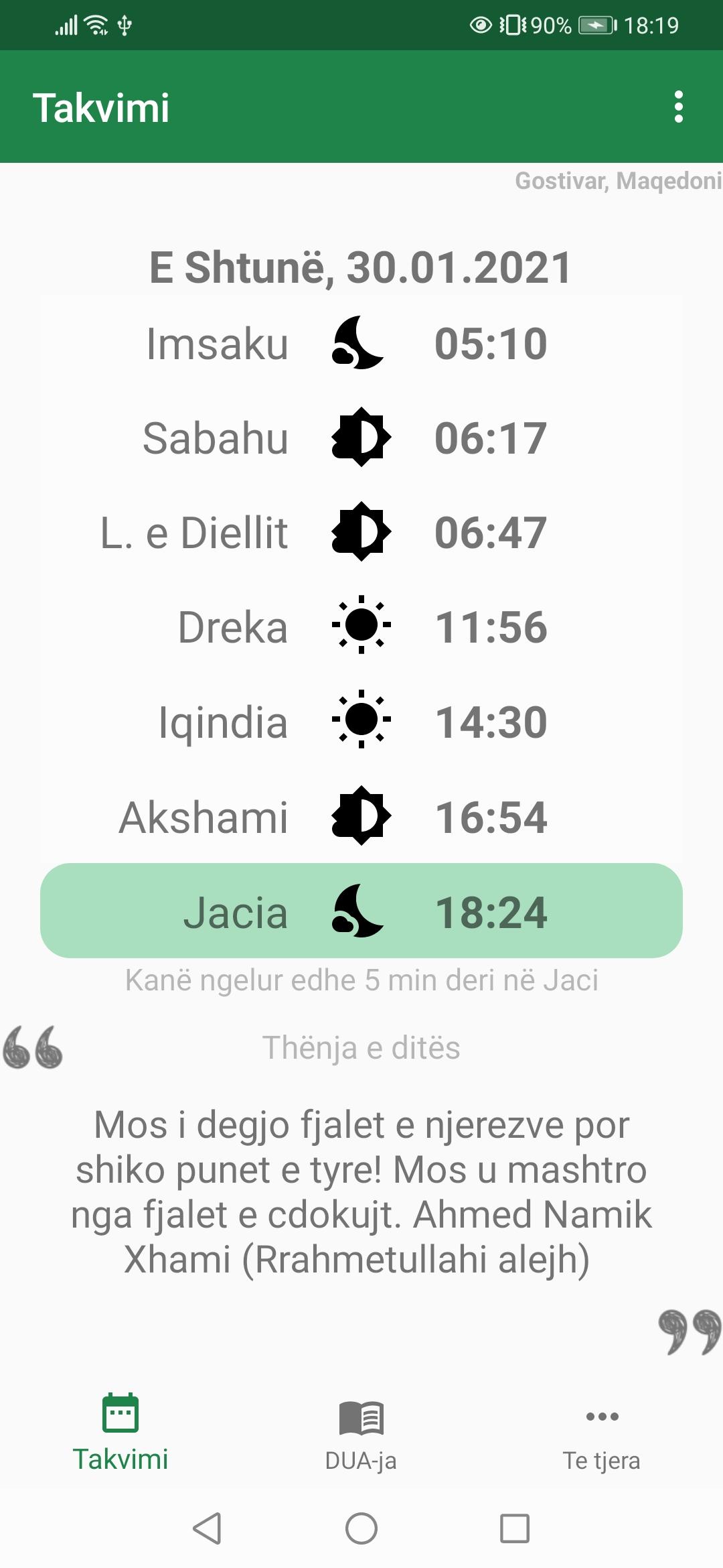 Takvimi - Drite e Zemres