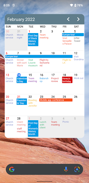 Calendar Widgets Suite