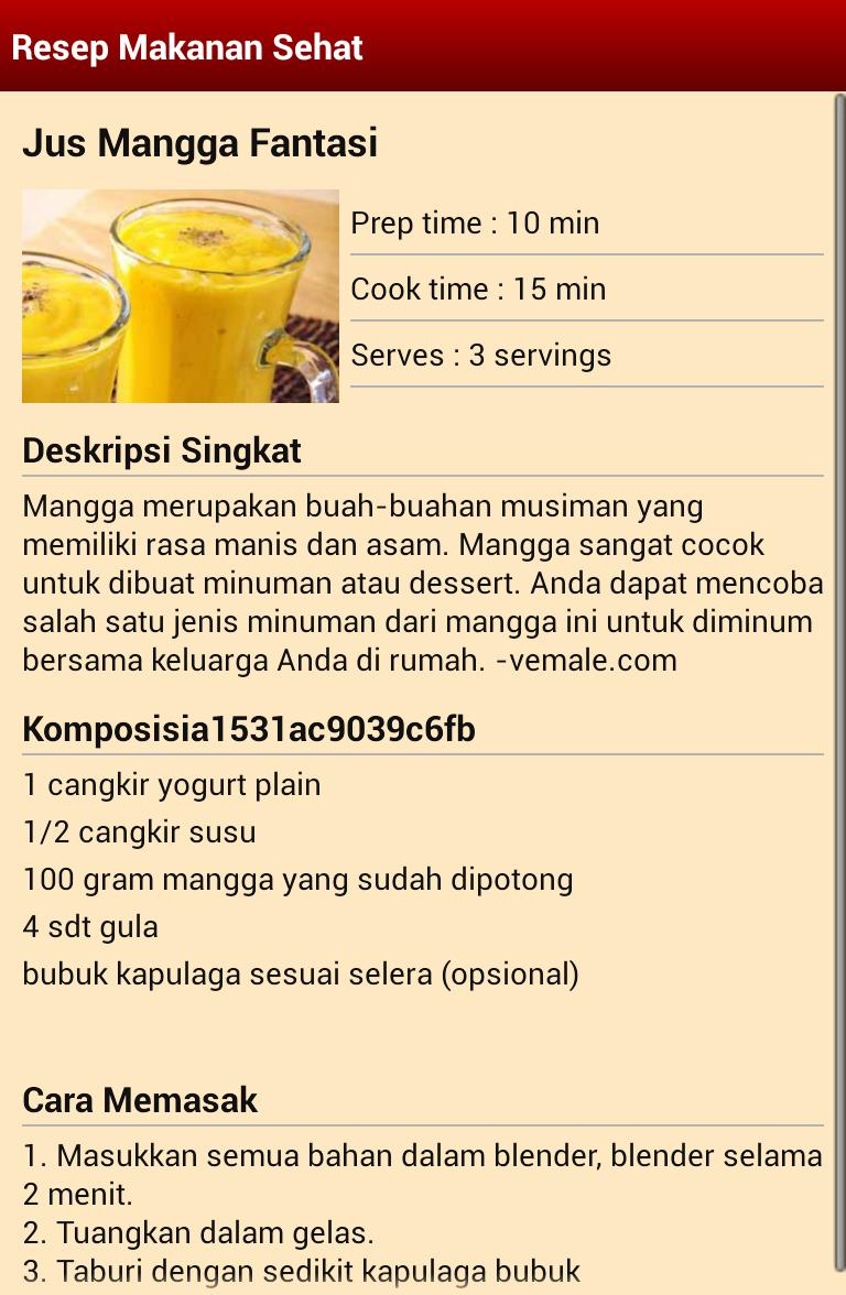 Resep Makanan Sehat