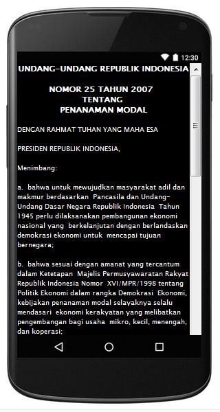 UU PENANAMAN MODAL NO. 25/2007